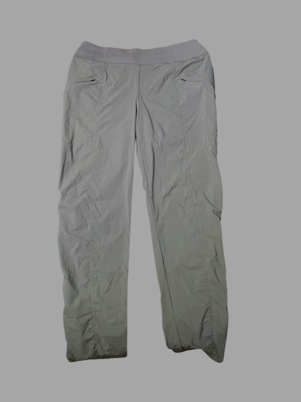 PrAna Womens Gray Regular Fit Pants With Stretch Waistband And Zipper Pockets Si